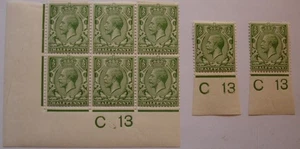 George V: Simple Cypher: N14 Harrison C13 imperf. incl. block of 6. - Picture 1 of 2