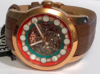 Reloj Estrella Reloj Banda Marrón 47mm Rosetn Auto Skeleton | Colores Italia | ZEN MASTER | Banda Marrón Foto 1 de 4