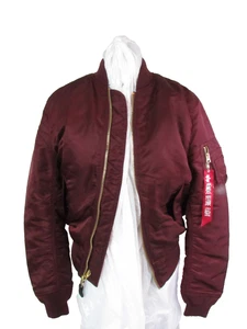 Seltene ALPHA Industries Herren "Burgundy" Flieger Bomber Jacke Mantel - Bild 1 von 16