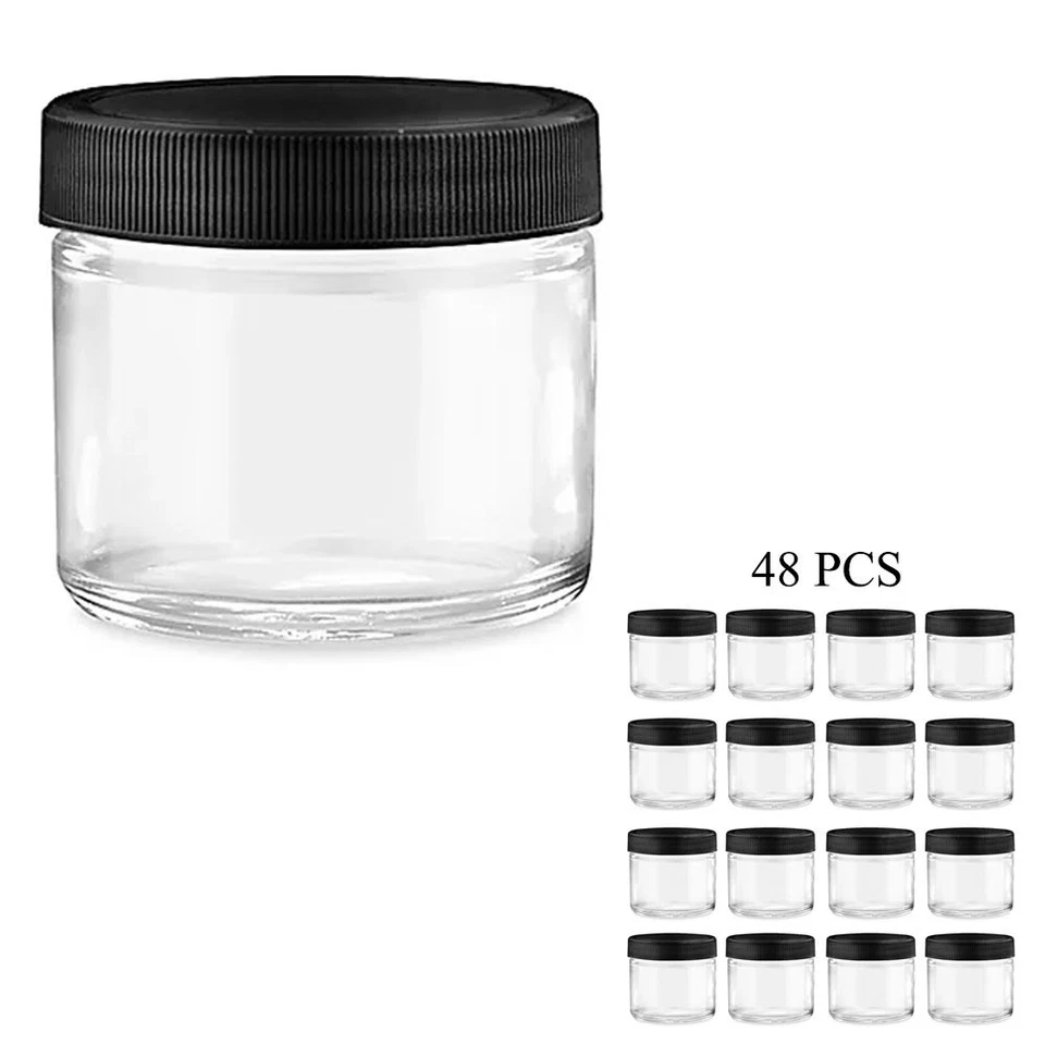 48 Pet Plastic 2 Oz Empty Clear Containers Cosmetic Jar Craft Creams Food Travel