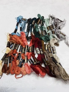 DMC embroidery floss Thread lot  29 Assorted Fall Colors  New And  Close To New - Picture 1 of 12