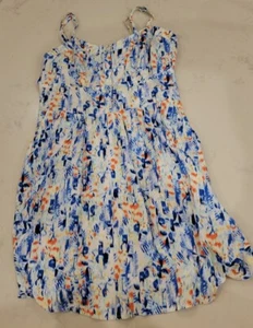 Express Womens Medium Sundress Woth Side Pockets Bright Multicolor. Blue/orange - Picture 1 of 6