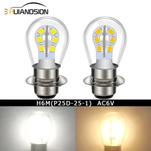 2X Ruiandsion H6M P15D LED Motorcycle Headlight Light Single Beam Bulb AC 6V - Picture 1 of 10