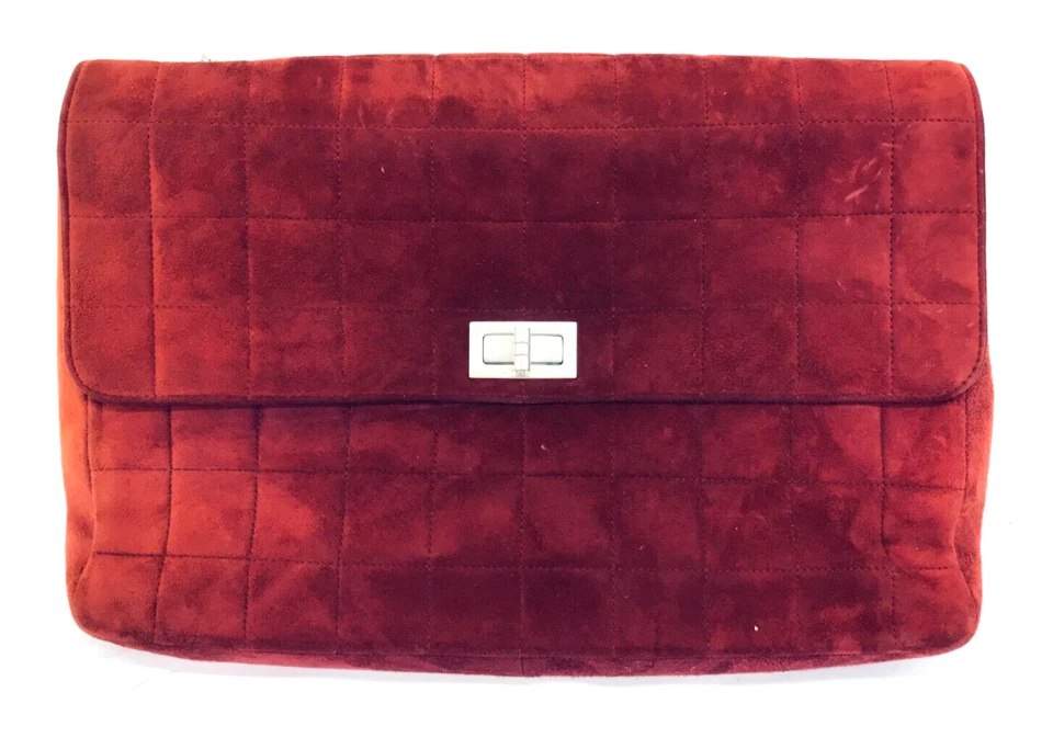 CHANEL 2.55 Choco Bar Bordeaux Suede  Chain Shoulder Bag Authentic - Image 1 of 4