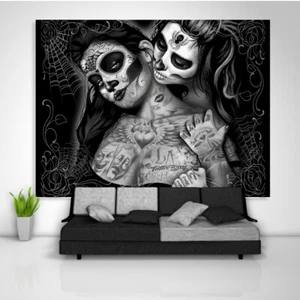 Skull Lady Tapestry Art Wall Hanging Sofa Table Bed Cover Poster - Picture 1 of 12