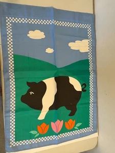 Nylon Country Black and White Pig Farm with Flowers Outdoor Garden Flag 29x40 - Picture 1 of 4