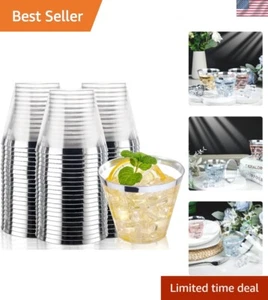 Fancy 9 oz Silver Rimmed Disposable Cups - Perfect for Weddings and Parties - Picture 1 of 8