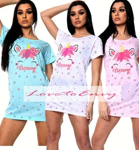 Ladies T Shirt Nightie Short Sleeve Summer Night T Shirt Nightwear Shirt Dress. - Picture 1 of 13