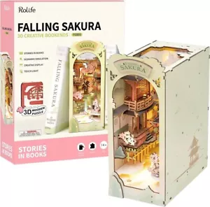 Rolife/Robotime TGB05 Book Nook DIY Wooden Puzzle kit Japanese Falling Sakura - Picture 1 of 3