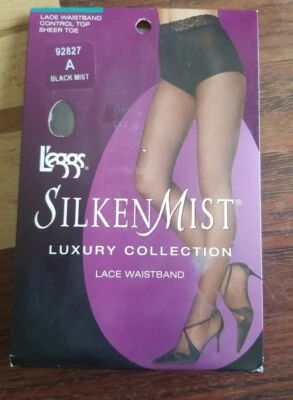 Cintura de encaje L'eggs Silken Mist Luxury Collection negra niebla talla A 92827 nueva Foto 1 de 2
