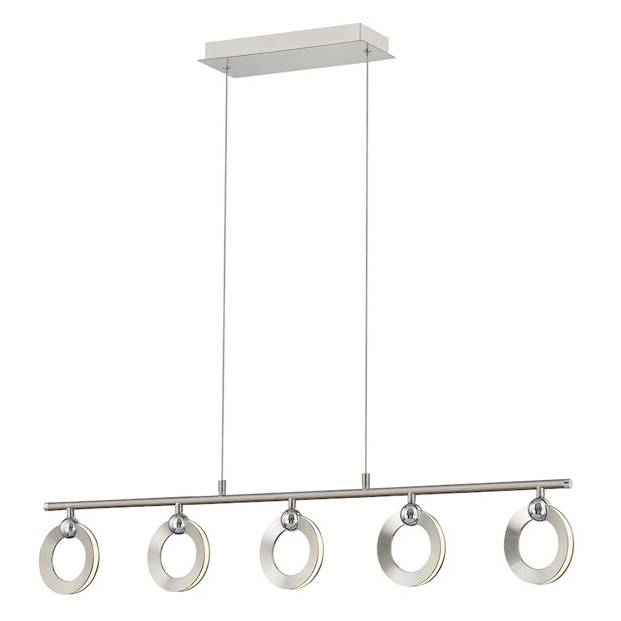 Justice Evolv Hermosa LED 5-Lt Linear Chandelier, Nickel/Chrome - NSH-8127-NCCR - Image 1 of 1