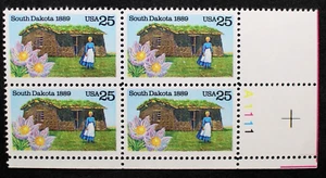 US Plate Blocks Stamps #2416 ~ 1989 25c South Dakota Statehood MNH RP16 - Picture 1 of 1