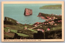 Rocher Perce Province Quebec Canada Birds Eye View Waterfront VTG UNP Postcard