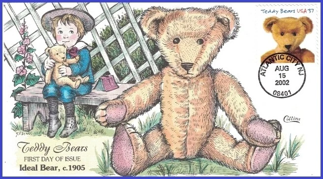 USA8 #3656 U/A COLLINS HAND PAINTED FDC   Teddy Bear Ideal - Image 1 of 1