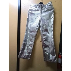 Forever 21 nwt shiny silver pants wide leg women's size L - Picture 1 of 10