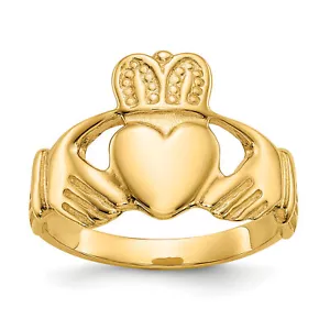 14k Polished Ladies Claddagh Ring D1864 - Picture 1 of 8