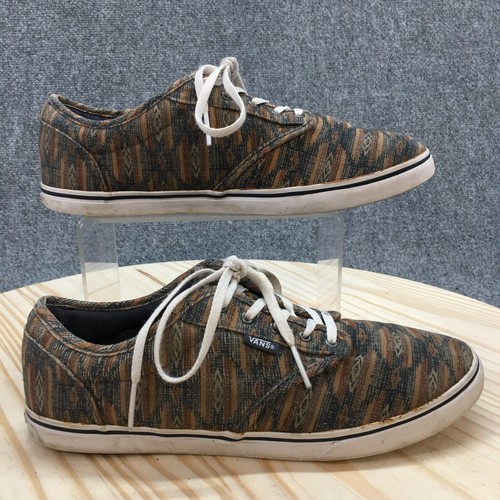 Scarpe Vans donna 10 sneakers Atwood marroni punta rotonda top basso stampa azteca TB4R