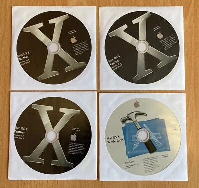 Genuine Apple Mac OS X 10.3 Panther Full Retail Version Set  of 4 CD Complete - Image 1 of 2