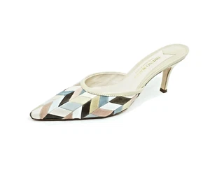 Bruno Magli Mules Heel Pointed Toe Beige Multi Color Womens US 7 B - Picture 1 of 8
