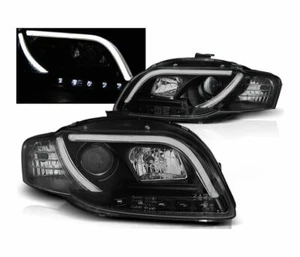 headlights for AUDI A4 B7 2004 2005 2006 2007 2008 LED tube lights black LHD - Picture 1 of 1