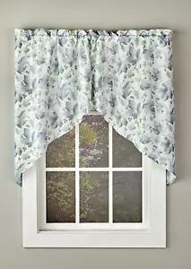 Tenda da cucina SKL Home Falling Leaves SWAG VALANCE blu verde bianco 57X36L NUOVA - Foto 1 di 9