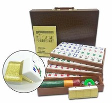 Chinese Mahjong Set X-Large 144 Golden Acrylic Color Tile 1.5" Tiles Mah-jongg