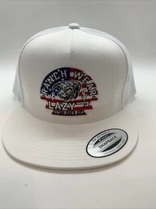 LAZY J RANCH WHITE ARROWHEAD CLASSIC FIVE PANEL  AMERICAN TRUCKER HAT - Picture 1 of 4