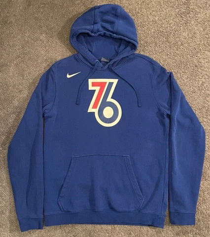 Men's Nike NBA Philadelphia 76ers Phila 76 Blue Hooded Sweatshirt Hoodie Medium Cover