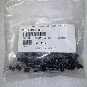 Lot of 100 CD15FD151JO3 Cornell Dubilier Mica Capacitor 150pF 500V 5% Radial - Picture 1 of 5