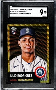 2022 Topps Chrome Platinum #171 Julio Rodriguez RC SGC 9 Gold Wave Refractor /50 - Bild 1 von 2