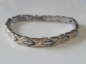 Brazalete de eslabones magnéticos enchapados en plata y oro - Brazalete magnético de dos tonos ojos - Imagen 1 de 3