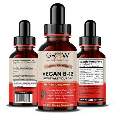 Vitamin B12, 5000 mcg, 3-in-1 Organic Liquid Vitamin B12, 30-Day Supply (1 Oz) - Image 1 of 4