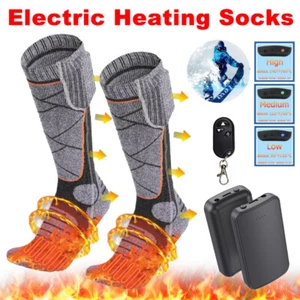 Winter Electric Heated Warm Socks Rechargeable Battery Women Men Feet Remote - Picture 1 of 29