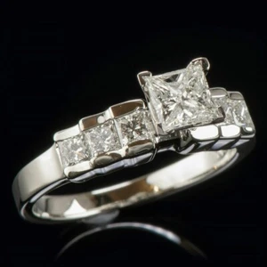 Engagement Ring Solid 14k White Gold 2.Ct PrIncess Cut Diamond Lovely Size 6 - Picture 1 of 5