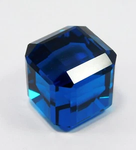 Natural 99.50 Ct Brazilian Blue Topaz Cube Cut Loose Gemstone Certified - Picture 1 of 7