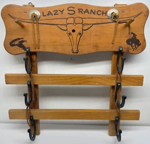 Vintage 1970’s Western Lazy S Ranch Toy BB Gun Rack Wood Wall Decor Cowboy Bull - Picture 1 of 17