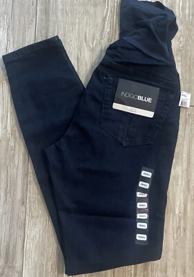 Indigo Blue Maternity Jegging Jeans Size S Stretch Skinny Belly Panel Pull On - Image 1 of 4