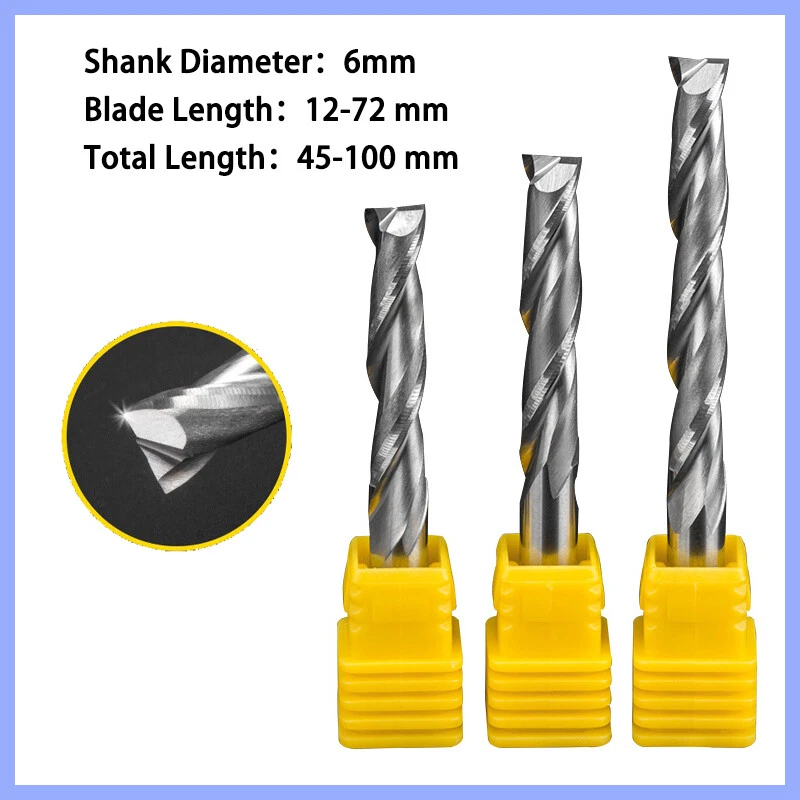 Solid Carbide 6mm 2 Flute Spiral Router Bit End Mill CNC Cutter For MDF Wood New - Image 1 of 4