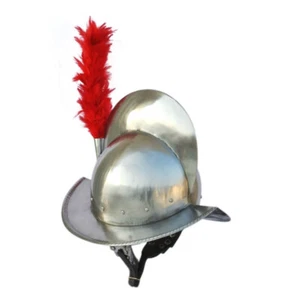 Combed Morion Helm mit roter Feder - 16 Stärke Stahl - Bild 1 von 11