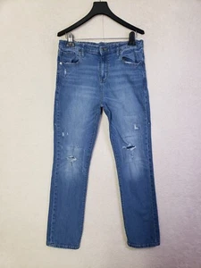 Old Navy Girls Jeans 18 Blue CottonBlend Distressed Slim Leg Regular Fit Trouser - Picture 1 of 20