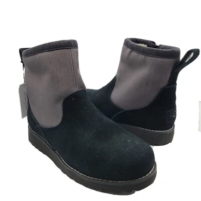 UGG Niños Botas Bayson Negro Gris Cremallera Corta Oveja 1098110K Talla 4 36 Nuevo Foto 1 de 4