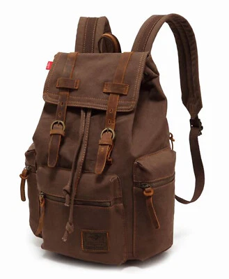 Vintage Canvas Backpack for Men Wome, Casual Daypack Travel Rucksack,School Bag - Image 1 of 4