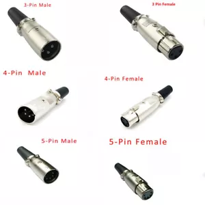 Male/Female Screw XLR Cannon Microphone Audio Connector Balanced Plug 3/4/5 Pin - Picture 1 of 12