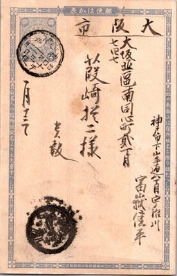 JAPAN VINTAGE POSTAL ILLUSTRATED STATIONERY POSTCARD ADDR & POSTMARK - Image 1 of 2