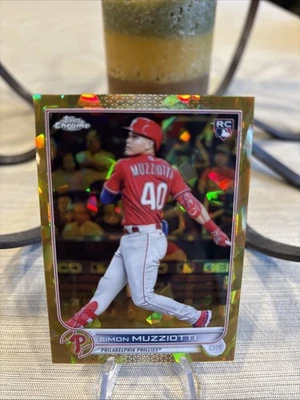 2022 Topps Chrome Gold Sapphire Simon Muzziotti #US19 Phillies Parallel #d 24/50 - Image 1 of 2