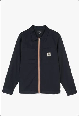 Camisa de trabajo manga larga Stussy con cremallera azul marino oscuro para hombre talla mediana Foto 1 de 4