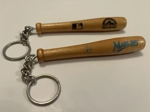 Rockies & Marlins Baseball Bat Keychain Souvenir MLB Baseball Team Logo Keyring - Picture 1 of 4