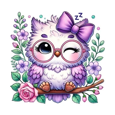 Aquarell Baby Eule Bügelbild DTF Druck süßes Tiermotiv für T Shirt Hoodie Kinder - Bild 1 von 4