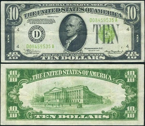 FR. 2004 D $10 1934 Federal Reserve Note Cleveland D-A Block LGS VF+ - Picture 1 of 3