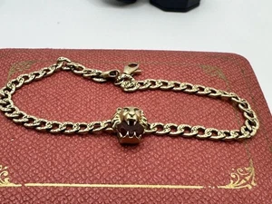 Impresionante pulsera Gucci vintage de oro 18k 750 de los años 90 ópalo rojo en boca de león - Imagen 1 de 14